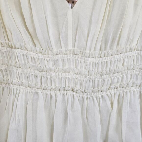 NWT Rebecca Taylor Silk Chiffon Long Sleeve Blouse in Lemonade - Size 4 - Picture 5 of 10